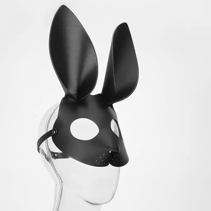 Black BDSM bunny mask with long ears
