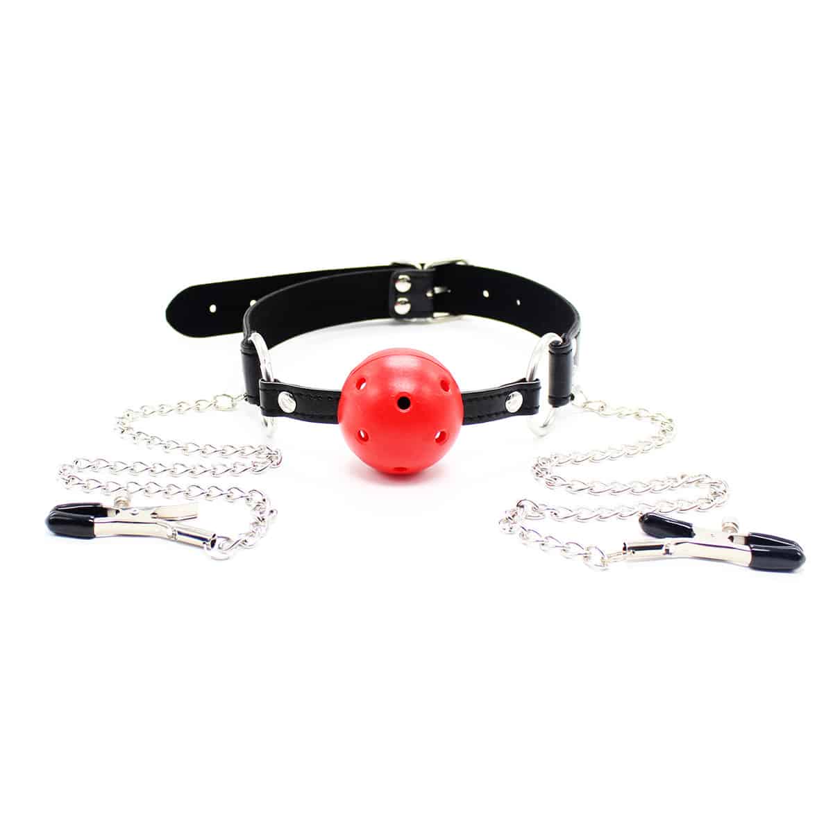 ball gag with nipple clamps