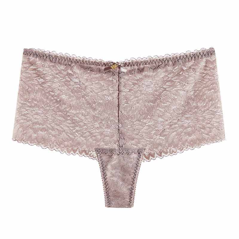 Solid Color High-Waisted Thong Panty with Floral GRL-6084