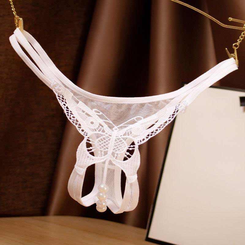 Solid Color Lace Butterfly-Shaped Pearl Panty BQ-BD1010263475