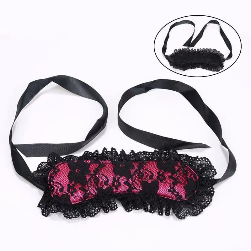 Black and red lace eye mask