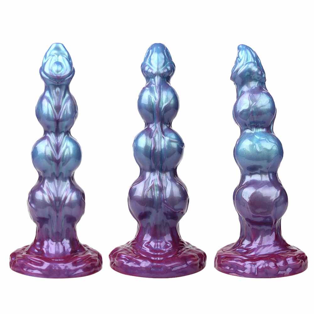 Monster style ribbed silicone dildo dog knot features JJ-648