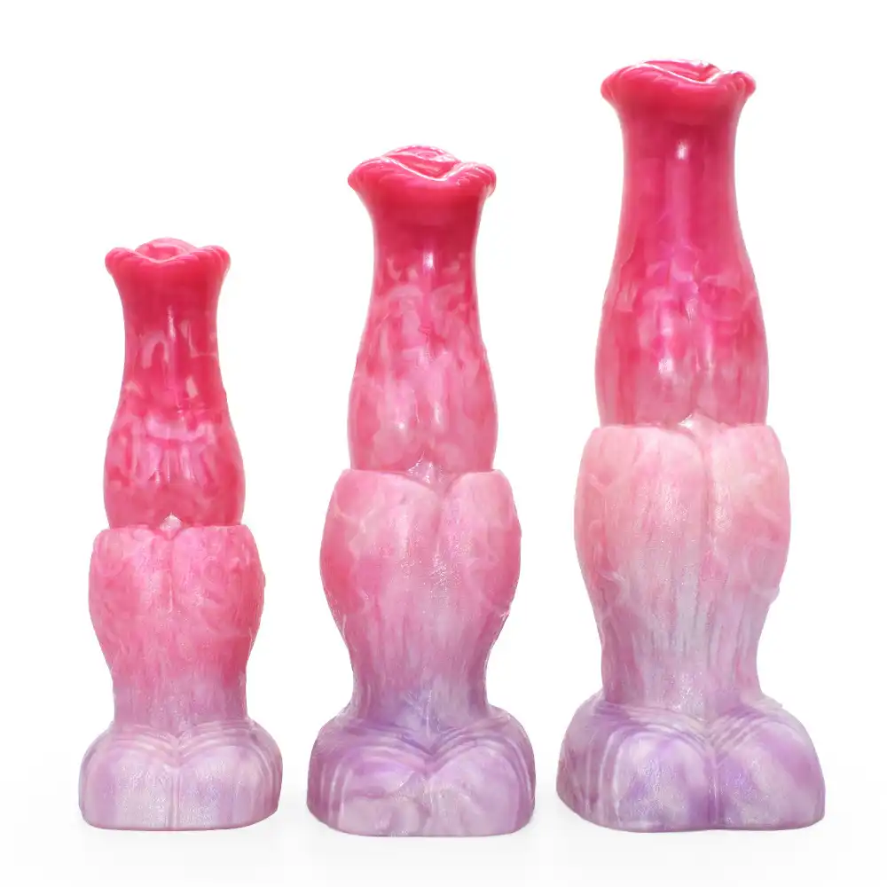 Gradient pink liquid silicone horse dildo