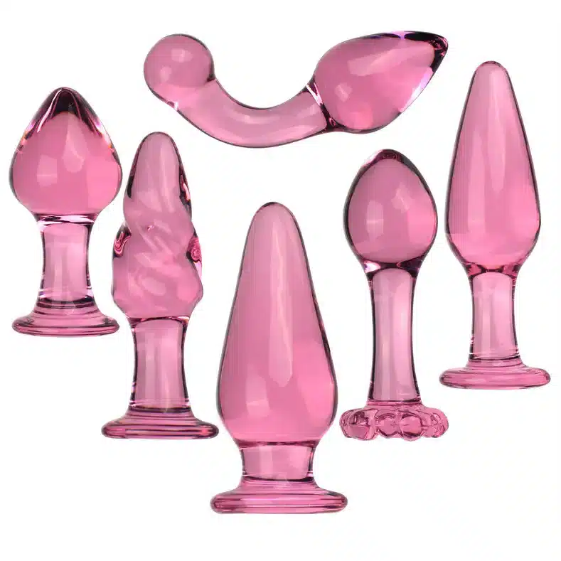 Pink glass butt plug set