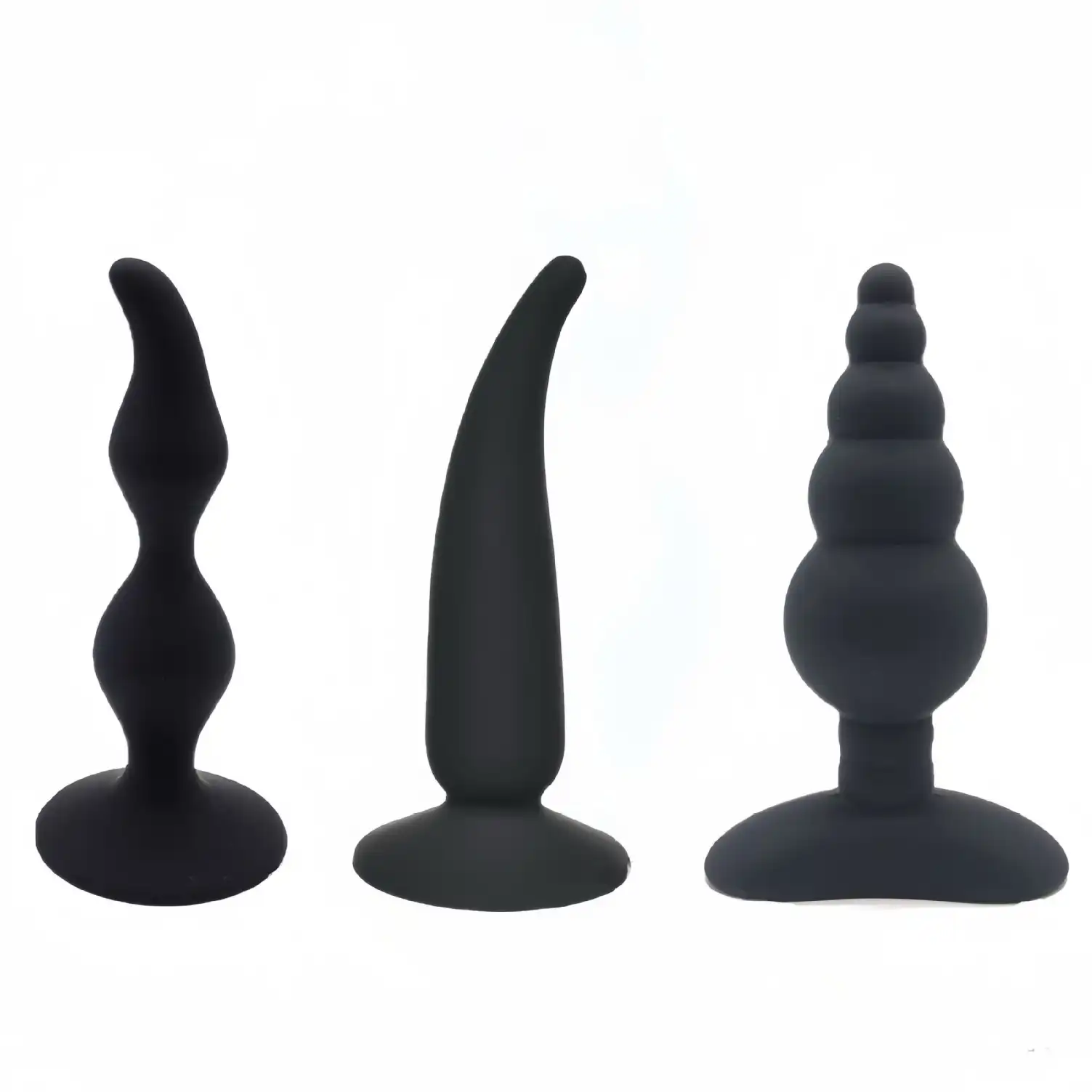 Black silicone beginner butt plug set