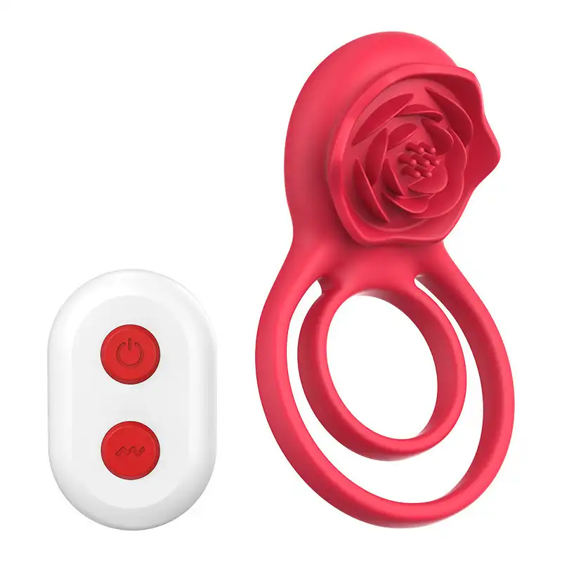 Red rose remote-controlled vibrating clit ring