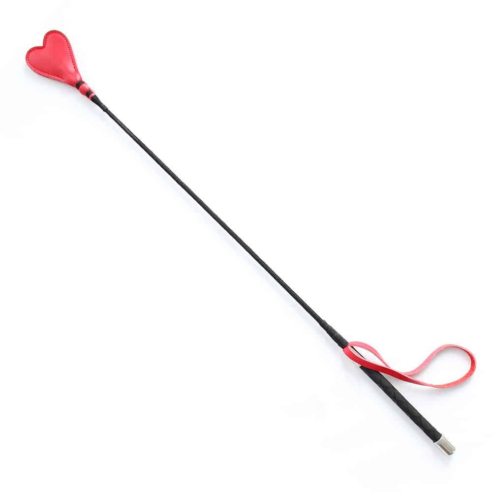 Leather red heart riding crops