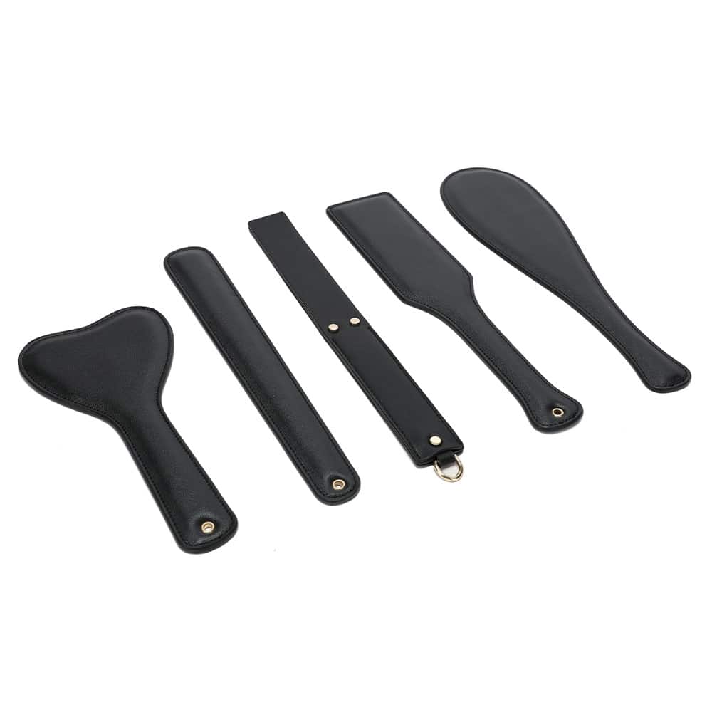 Black Leather Spanking Paddles Set