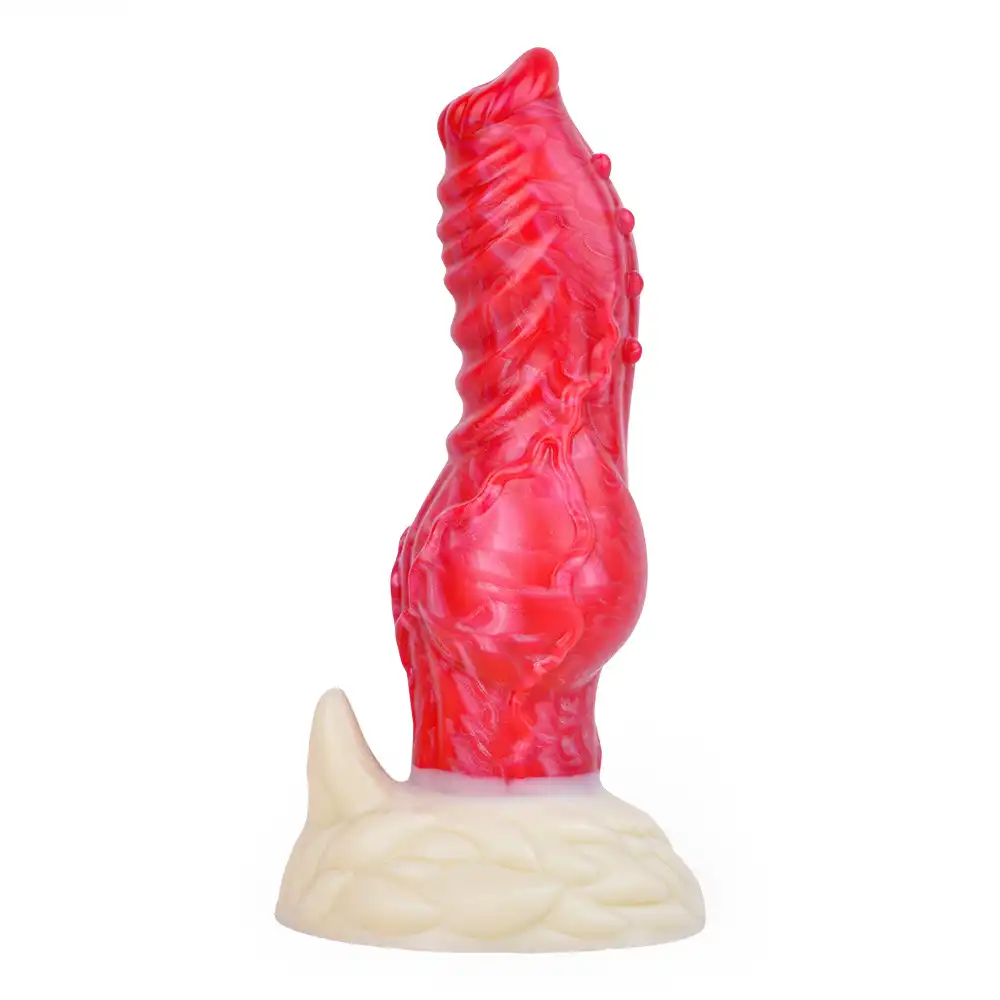 Fiery red liquid silicone alien dog dildo