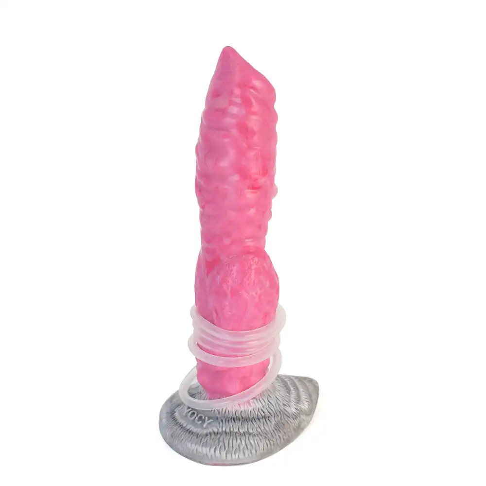Red liquid silicone wolf dildo with balloon squirting function