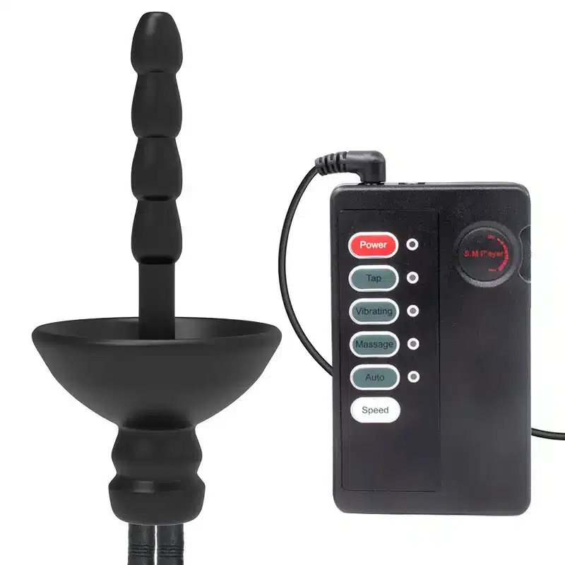 Black round-bottom electro butt plug with the main unit