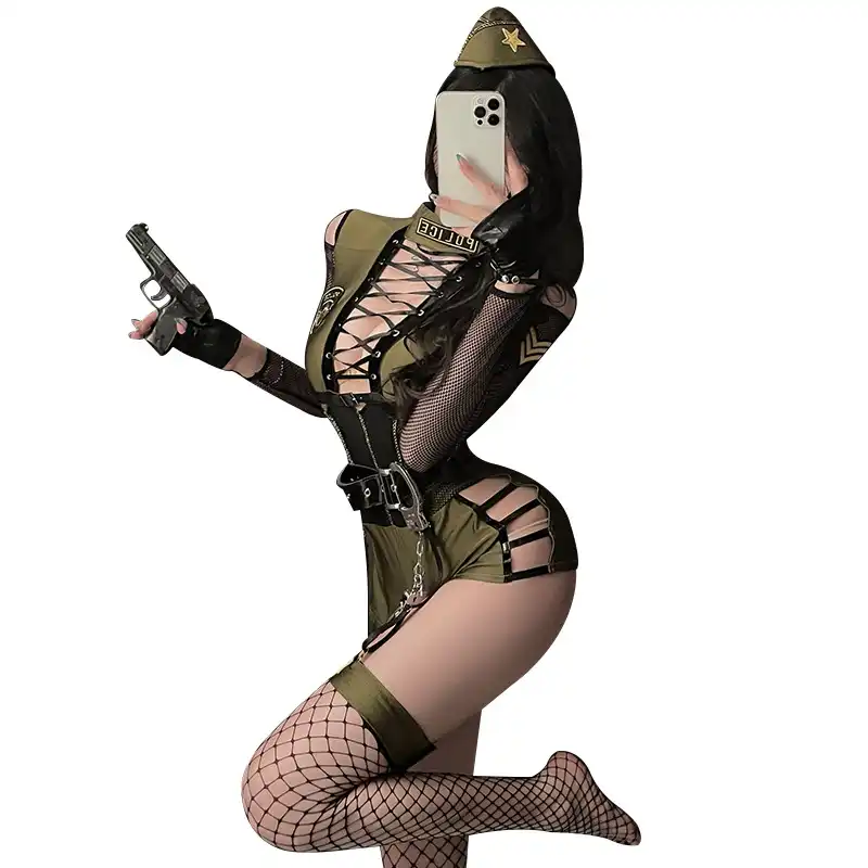 Green sexy cop costume
