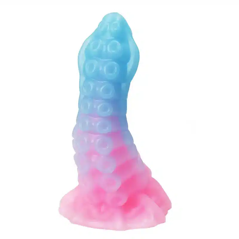 Liquid silicone glow-in-the-dark octopus tentacle dildo