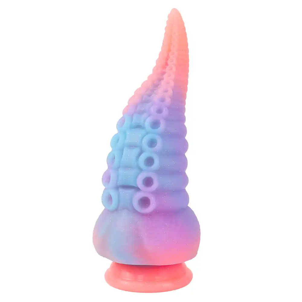 Colored liquid silicone glow-in-the-dark octopus dildo