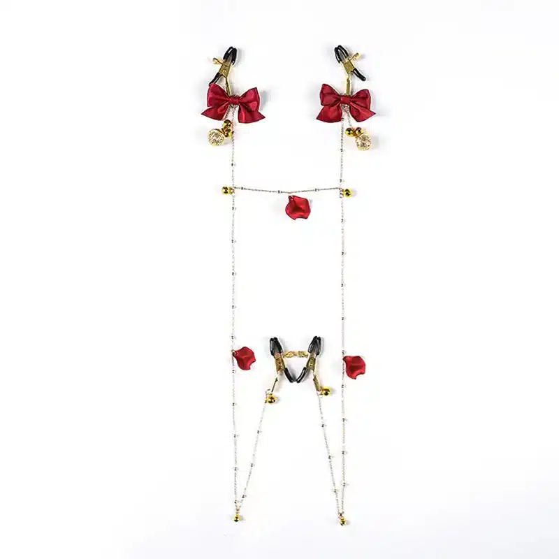 Nipple and clit red butterfly clamp