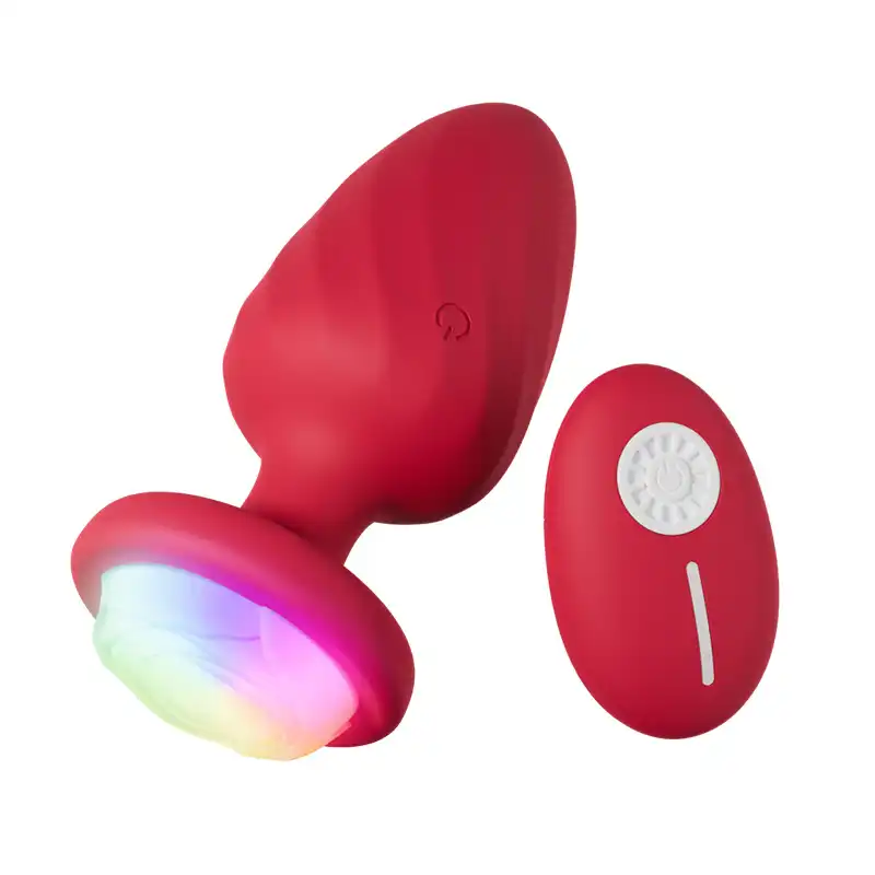 Red silicone luminous color light vibrating butt plug