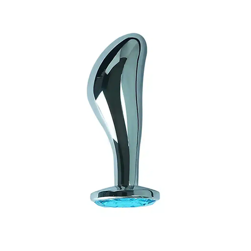 Blue thumb-shaped butt plug with jewel