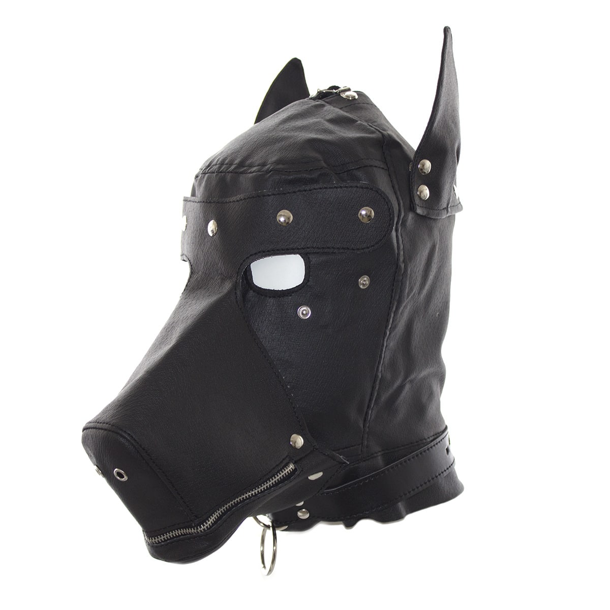 Leather Dog Hood with Snap-on Muzzle