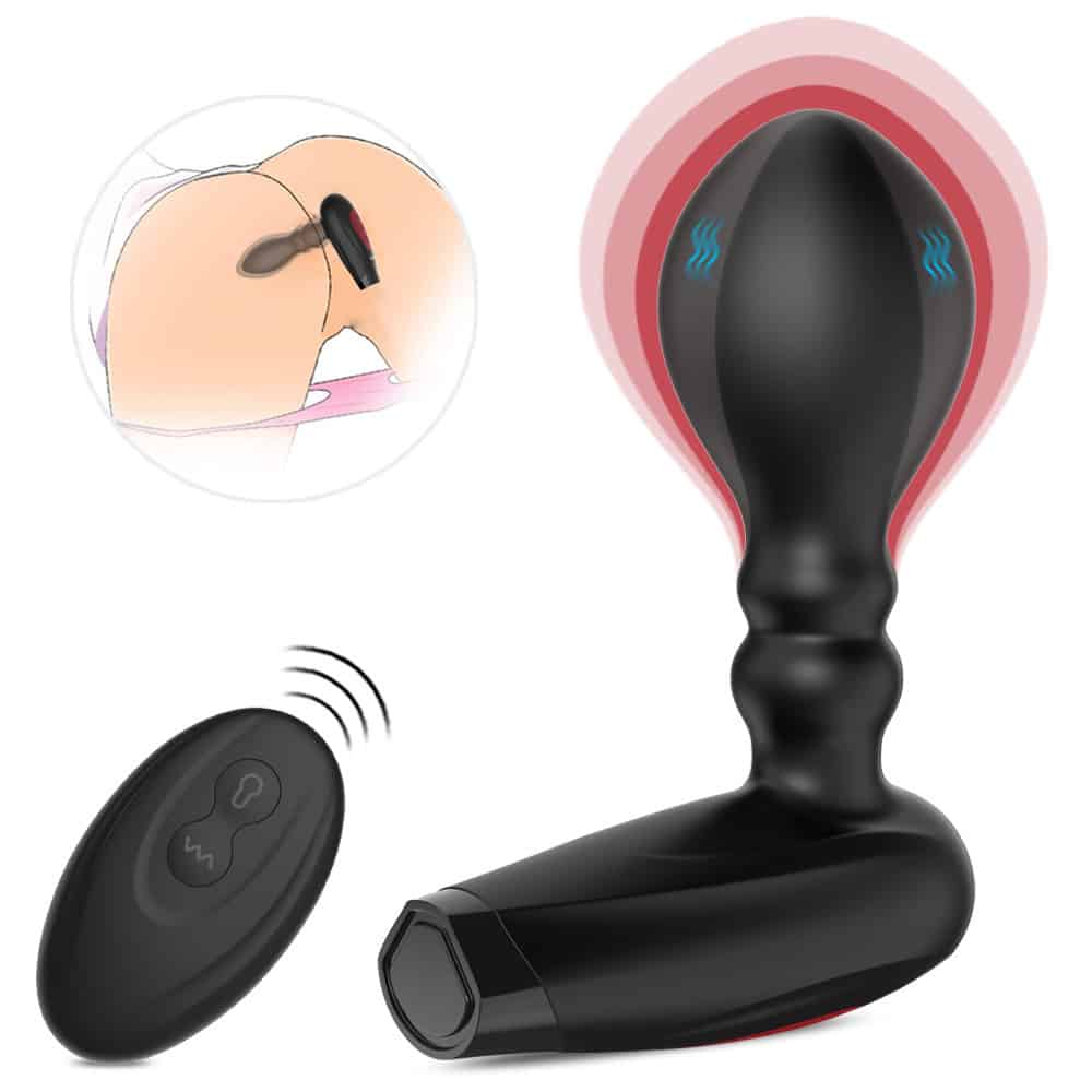 Remote control vibrating inflatable butt plug