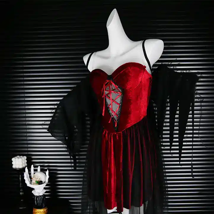 Red sexy bondage angel costume