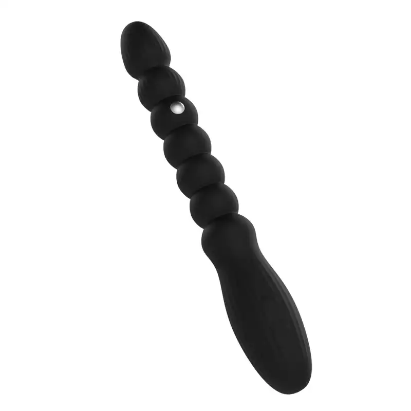 Black beaded butt plug with electro shock