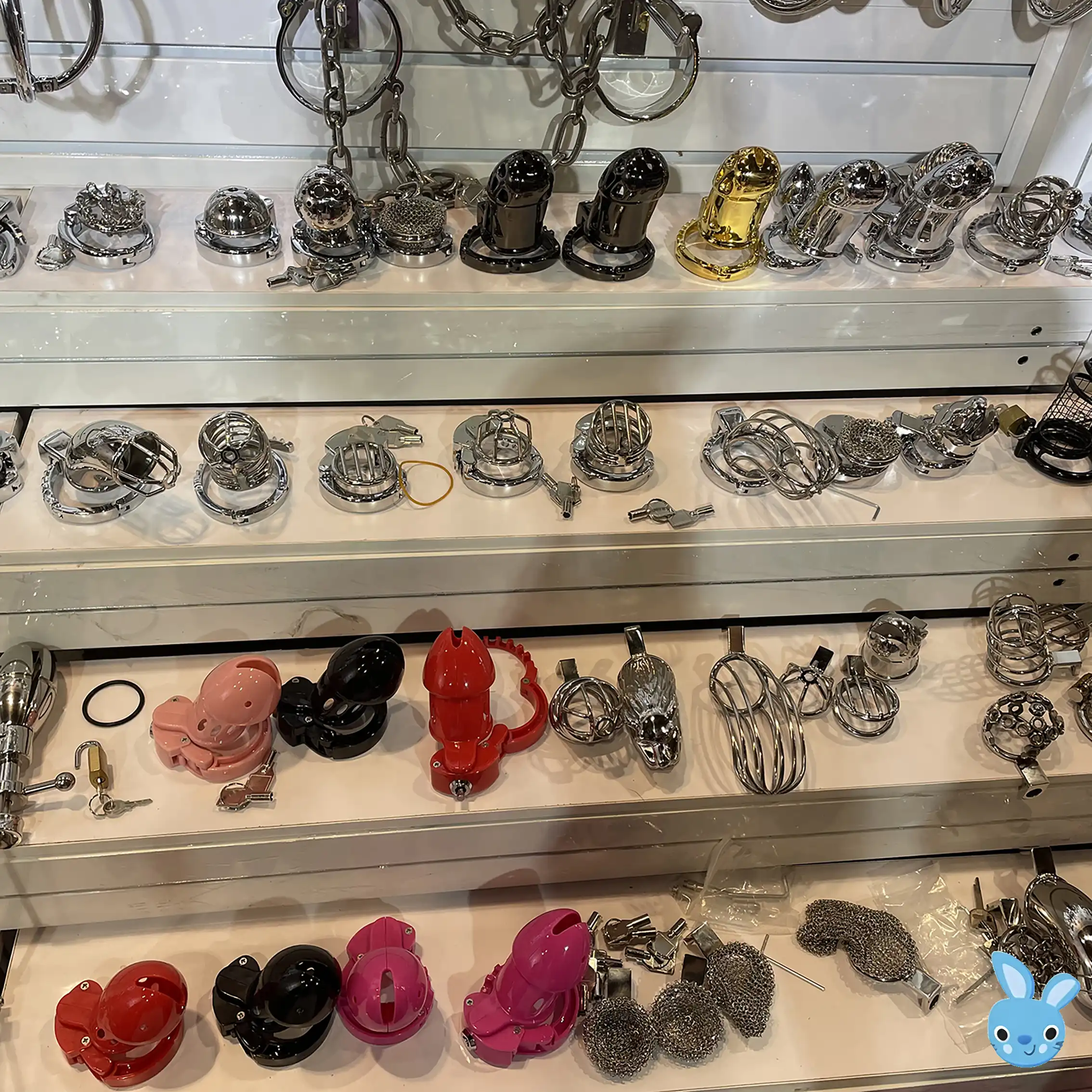 Metal chastity device shows