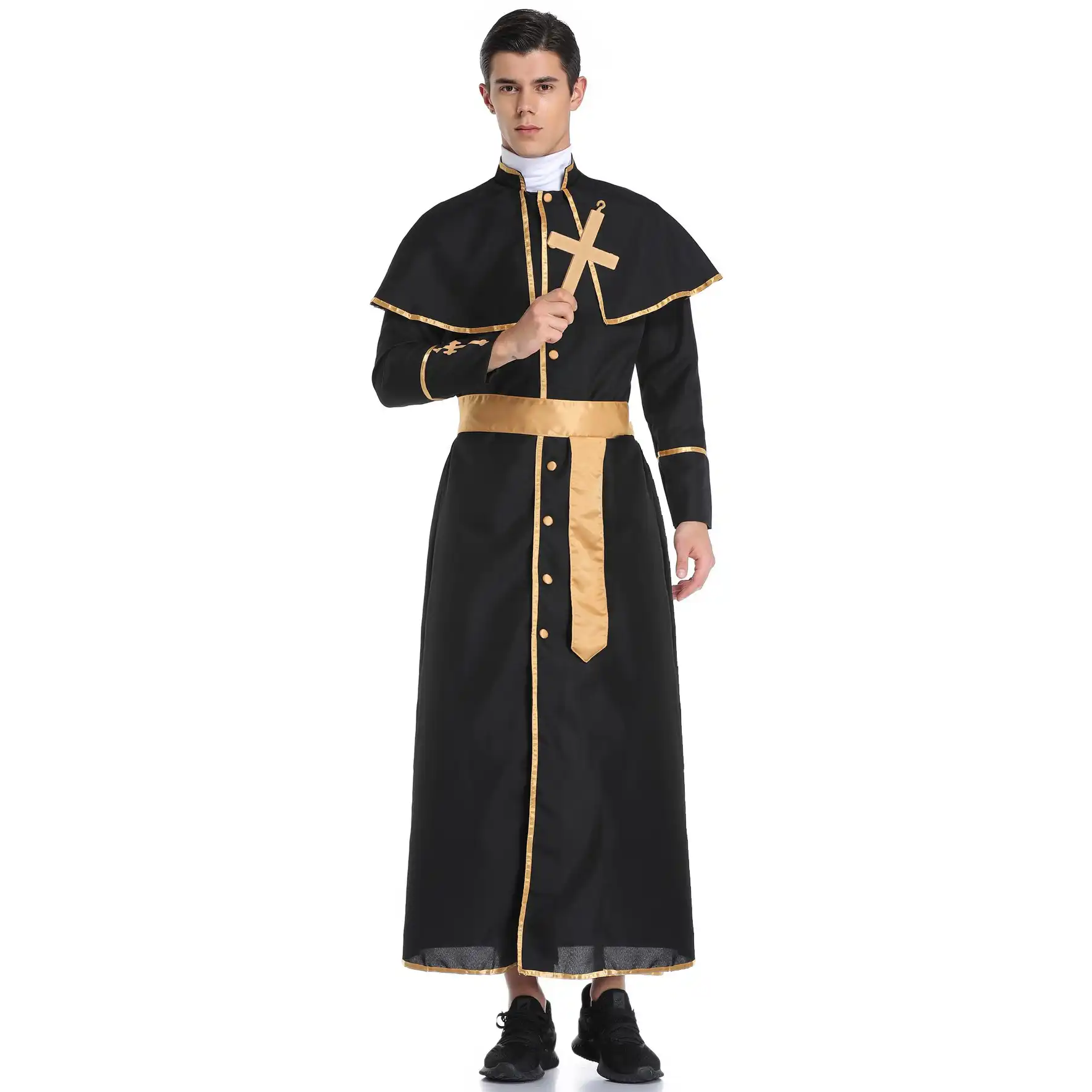 Sexy nun costume for men with a gold belt
