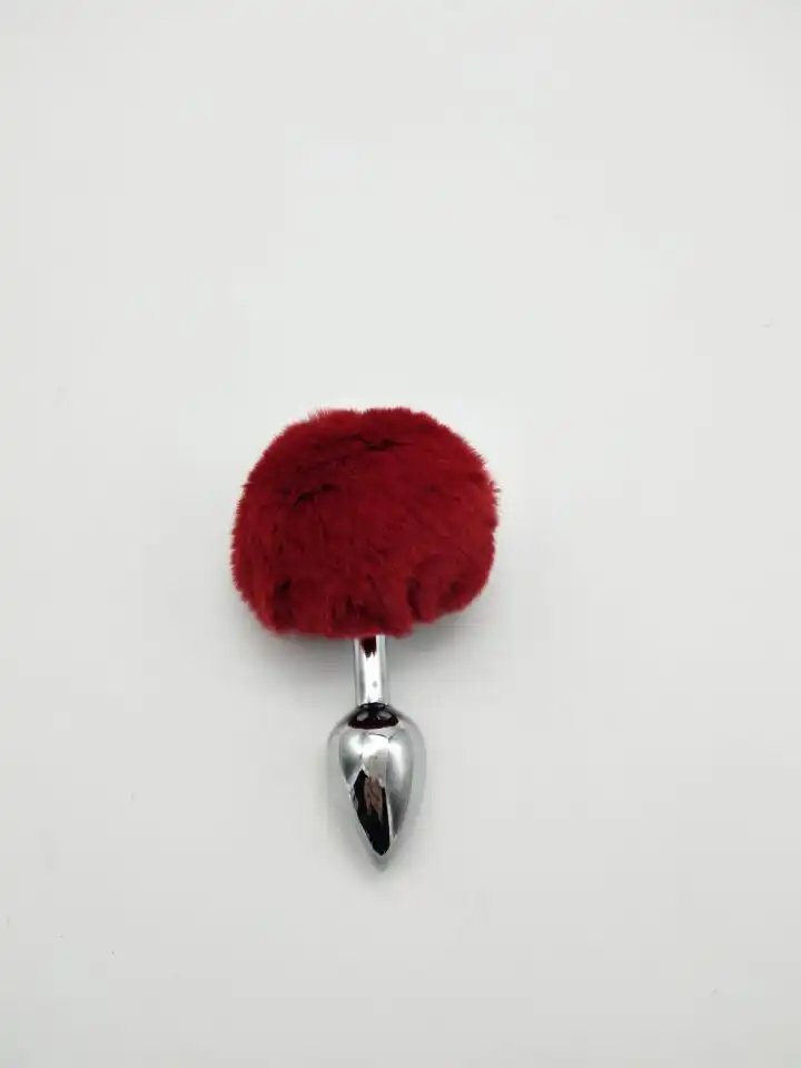 Red Bunny Tail Anal Plug