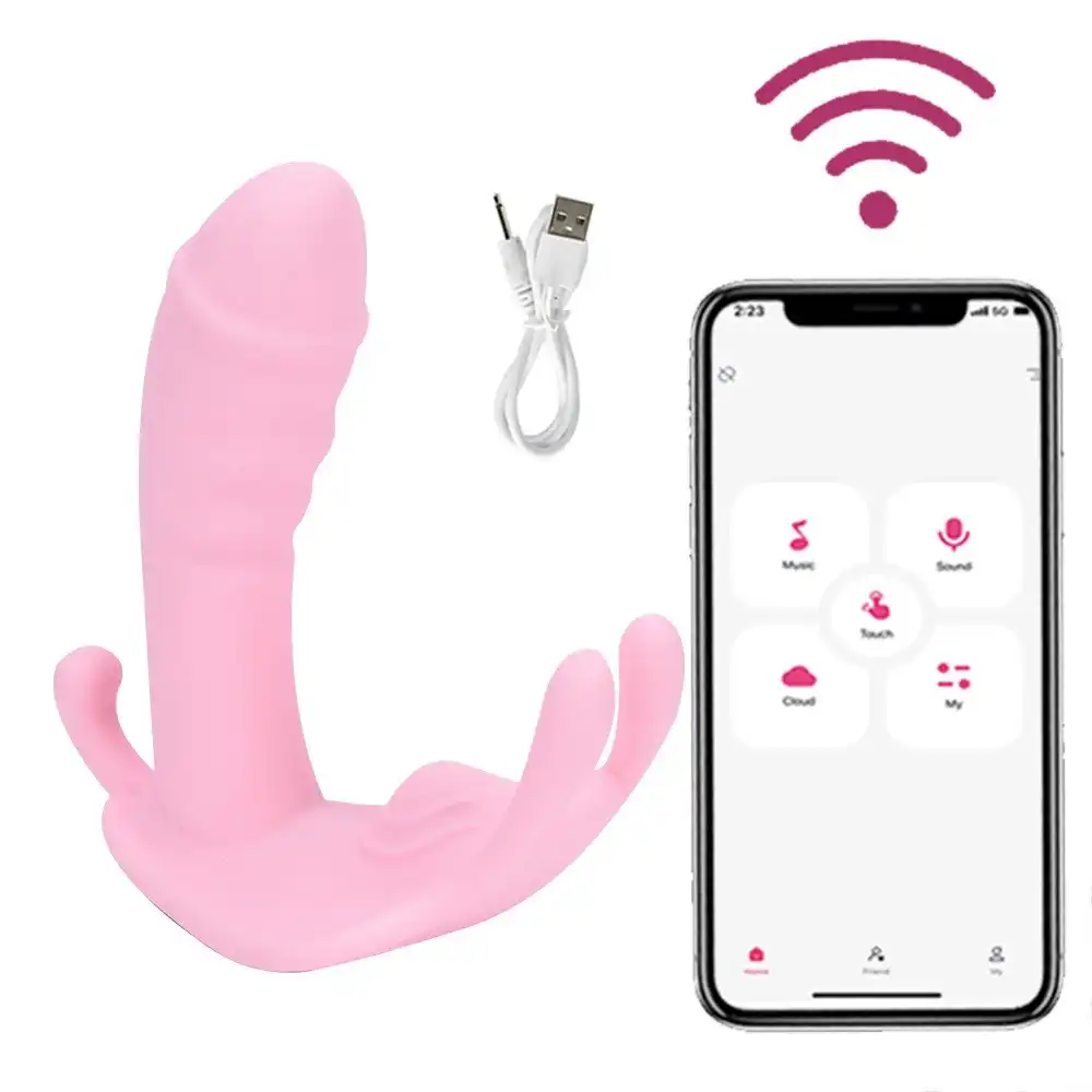 Pink wearable vibration butterfly with app remote control