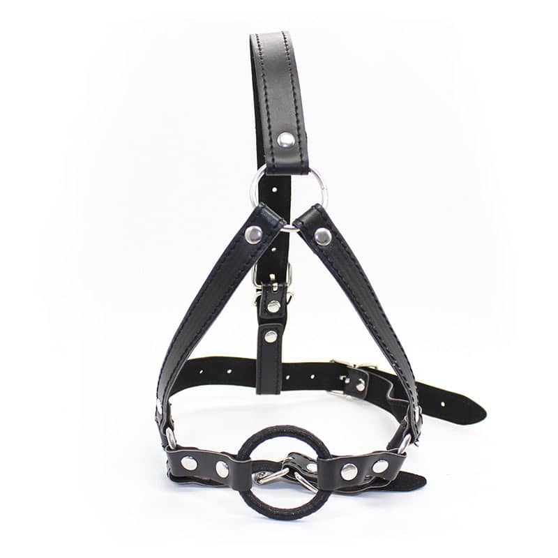 Leather and Metal Bondage Open Mouth Ring Gag HS-222402031