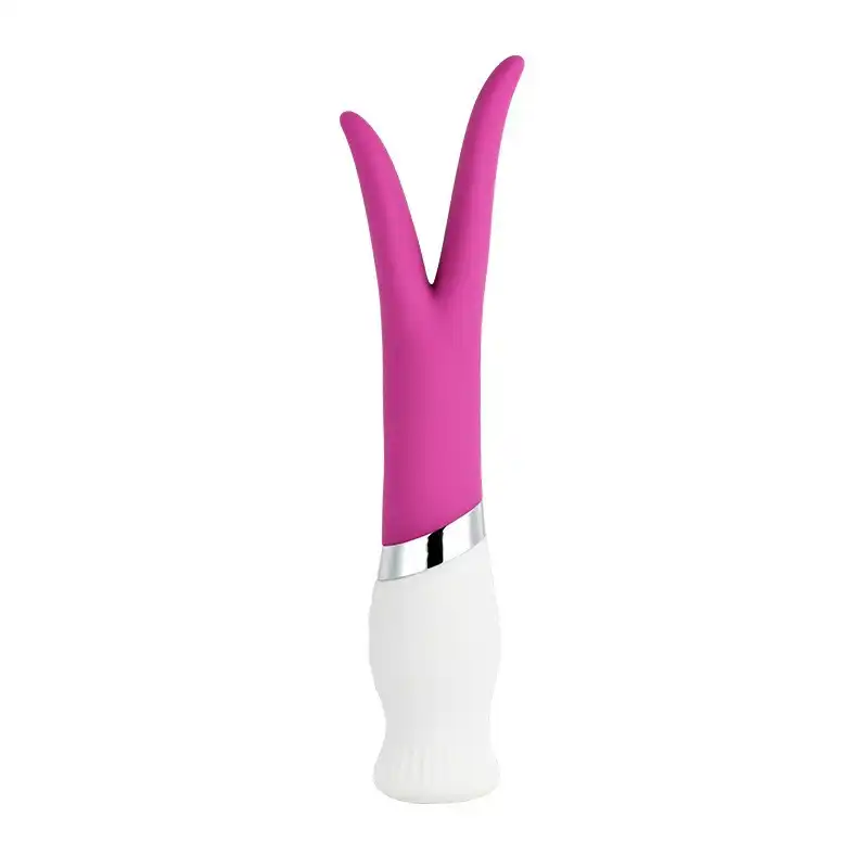 Red silicone Y-shaped vibrator rechargeable