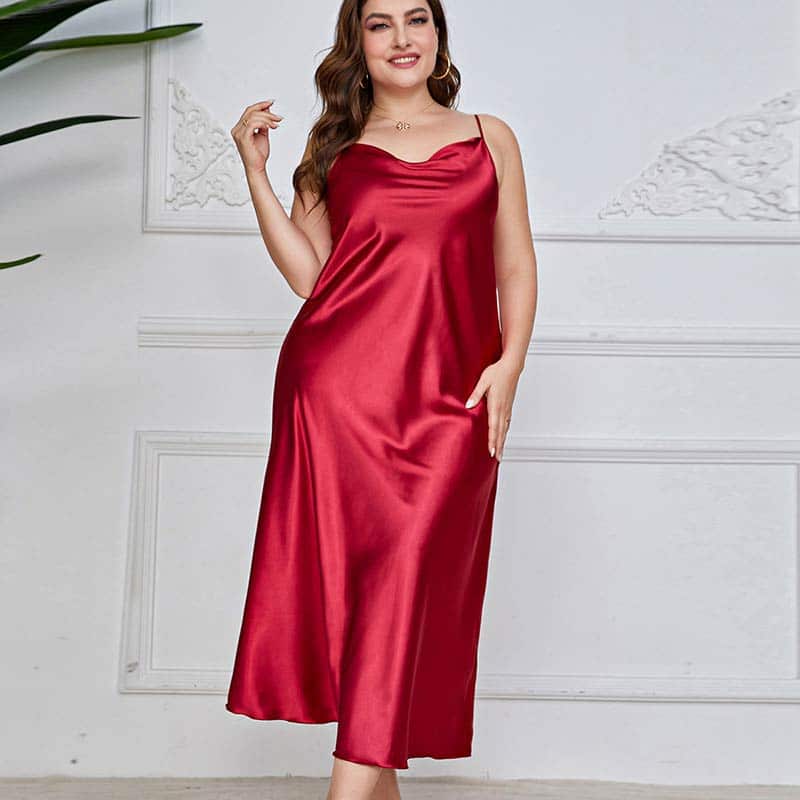 Solid Color plus size long nightgown DN-H7011