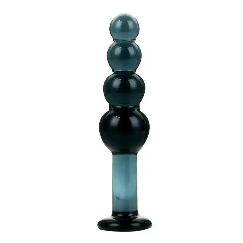 Large Glass Butt Plug With Beads