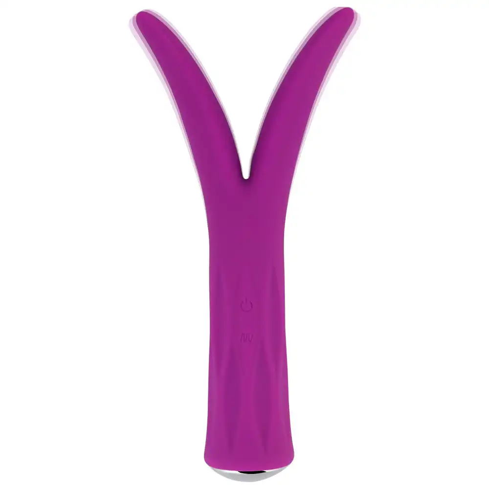 Purple silicone Y-shaped vibrator rechargeable