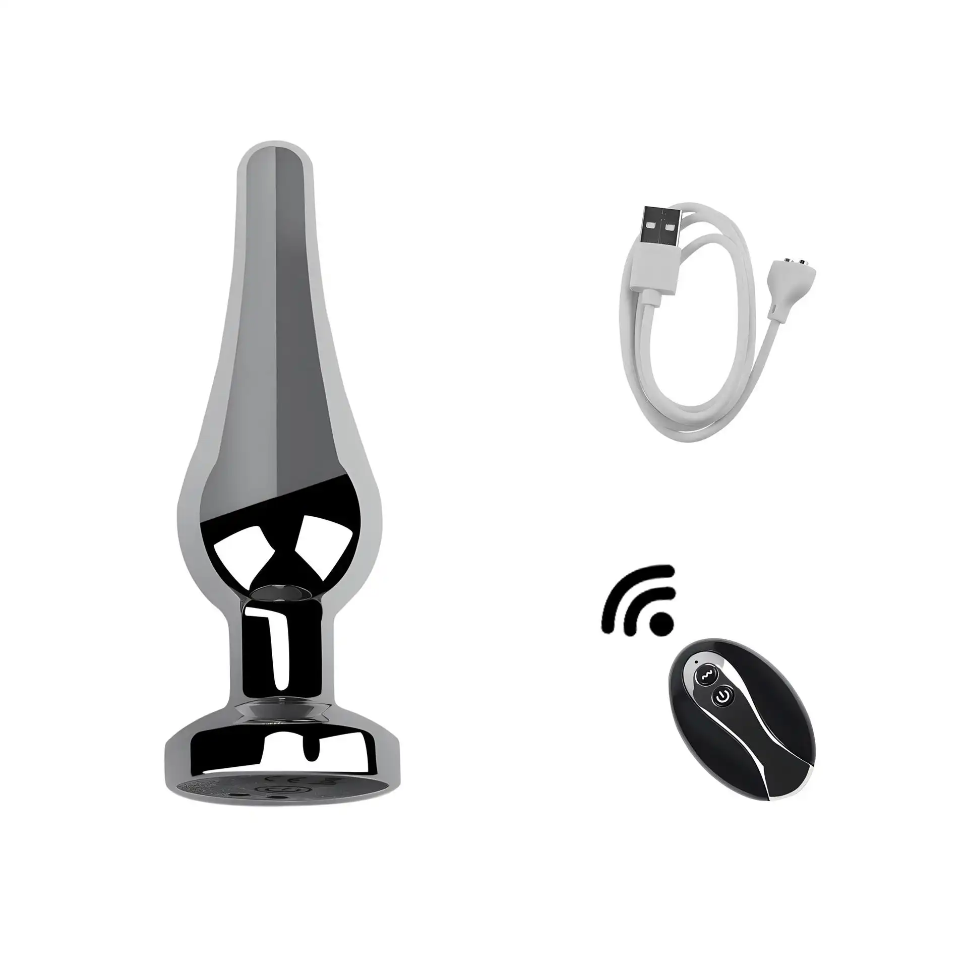 Slim vibrating metal butt plug for women