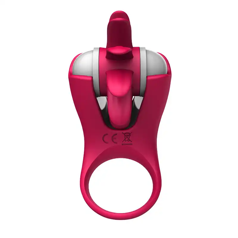 Red tongue-shaped vibrating clit ring