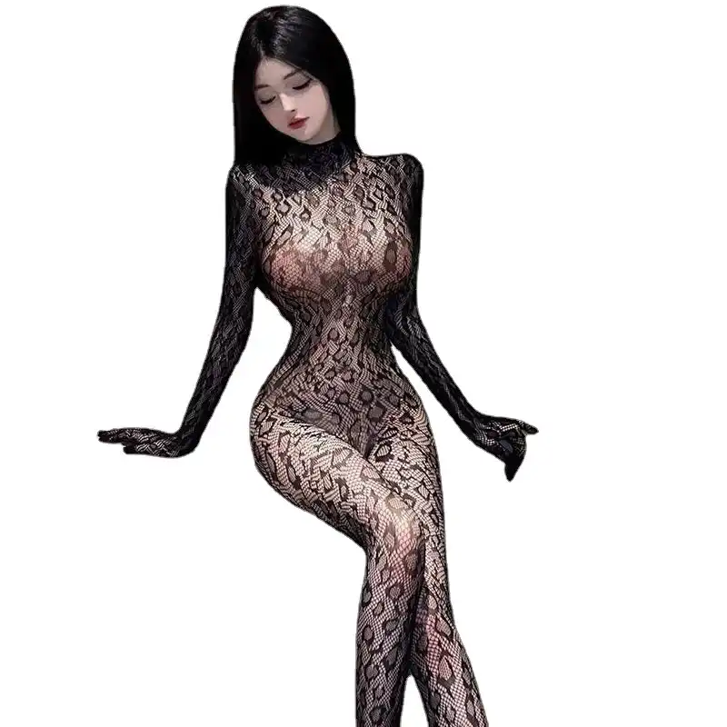 Black leopard fishnet bodystocking