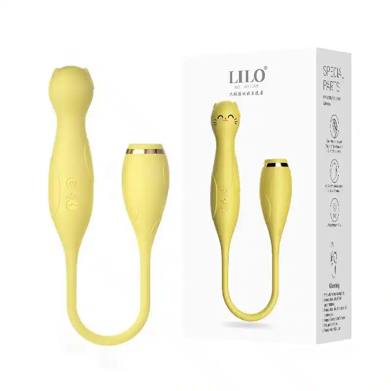 Yellow cat appearance double-headed couple vibrator