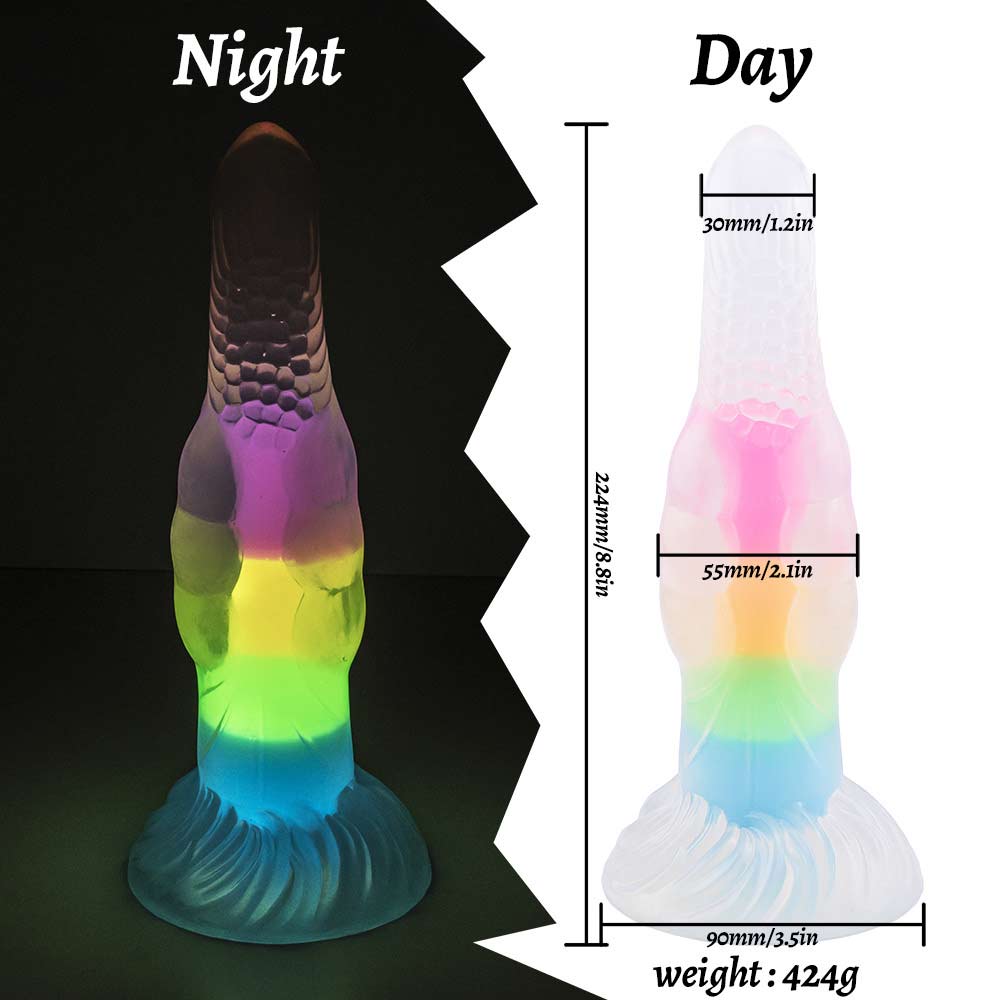Transparent Outer Layer Dual-Layer Glow-in-the-Dark Silicone Horse Dildo JCA142-D