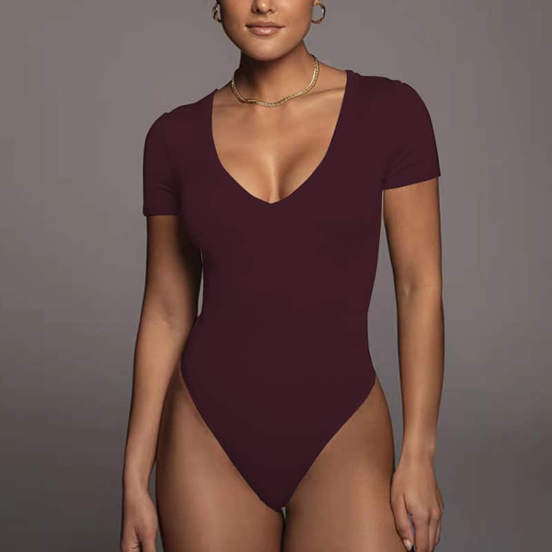 Sexy Wine Red Bodysuit