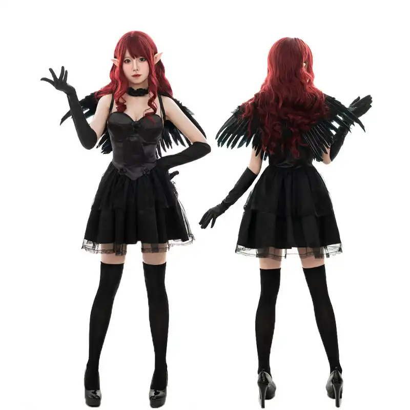 Sexy dark pointed-ear angel costume