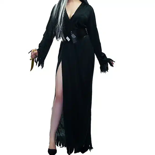 Black high-slit sexy witch Halloween costume