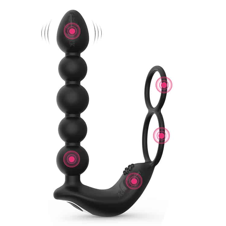 Vibrating prostate stimulator with cock ring