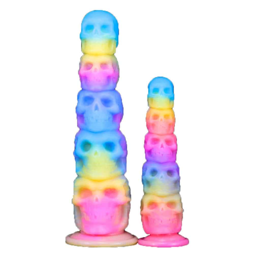 Stacked Skull Multicolor Silicone Glow-in-the-Dark Dildo ALBHSGJ046-KLT