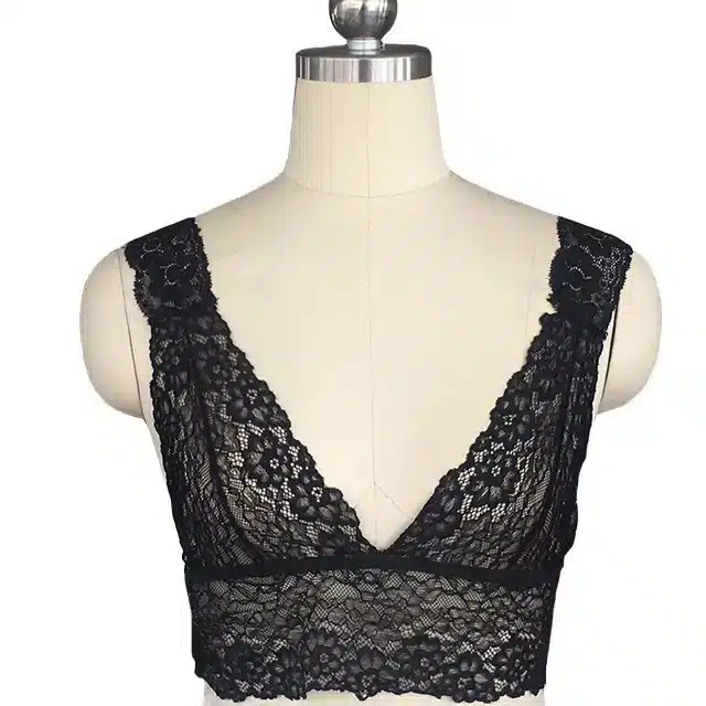 Black lace vest-style bra