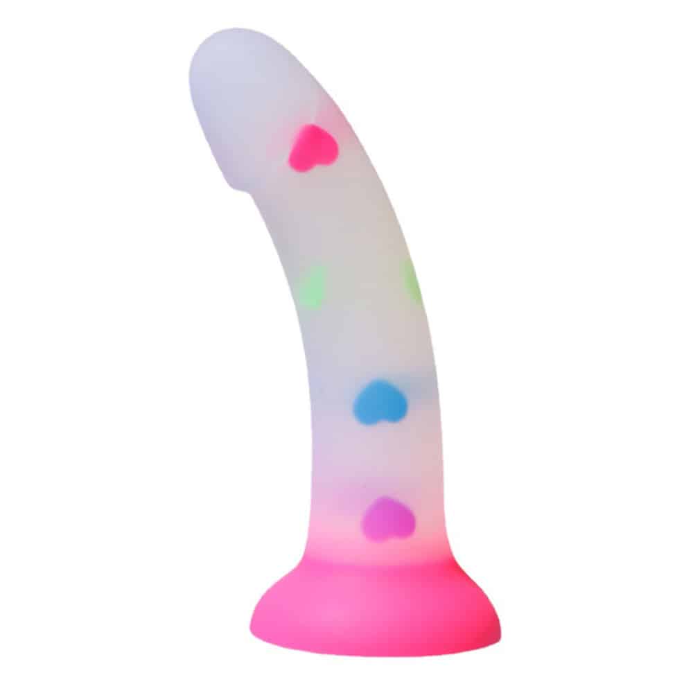 Heart-Texture Translucent Silicone Glow-in-the-Dark Dildo RSTC-GD