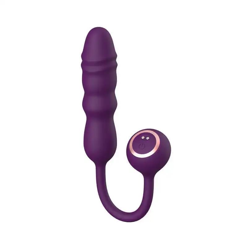 Purple dildo retractable anal plug