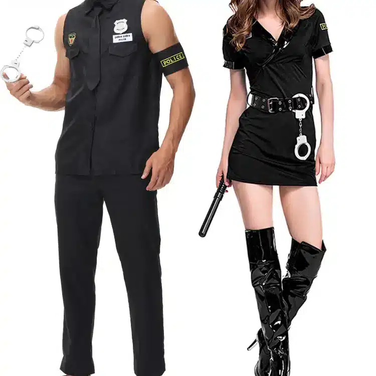 Black sexy cop couple costume