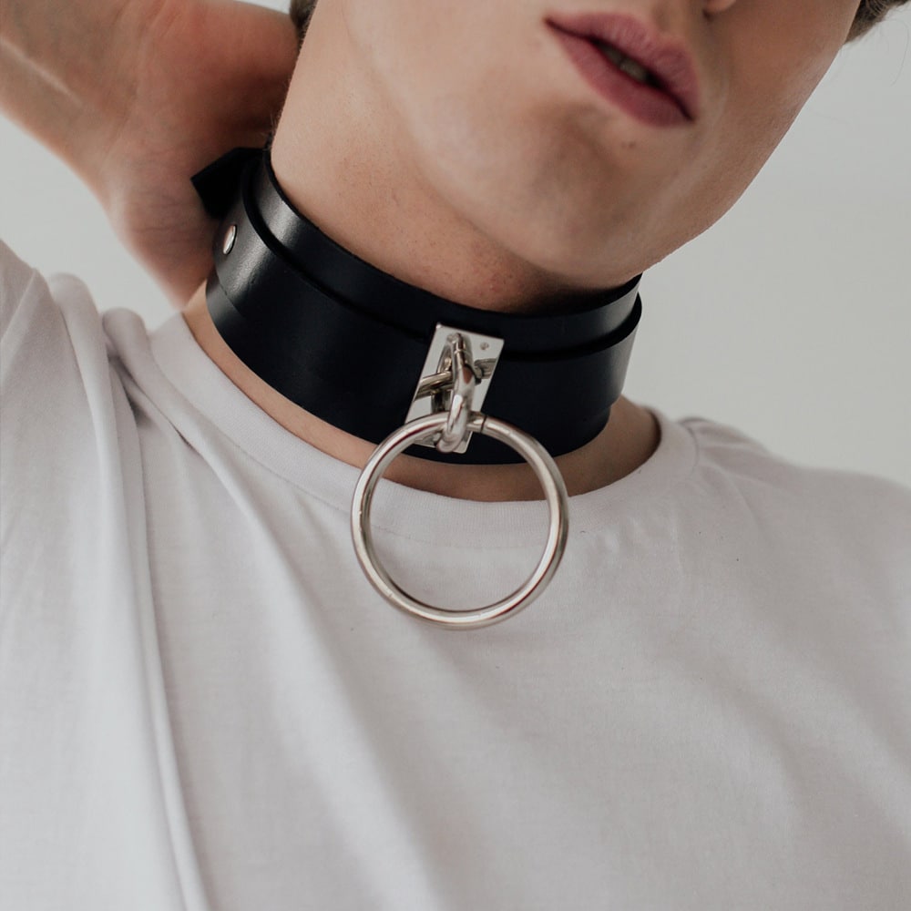 Leather Collar With O Ring
