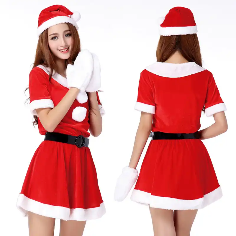 Sexy Christmas Halloween costume with hat and gloves